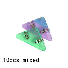 10 Mixed Office Triangle Book Clips Colorful Plastic Folders