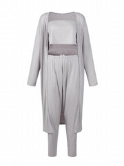 3-Piece Basic Outfits Set: Tube Top, Pants, Cardigan