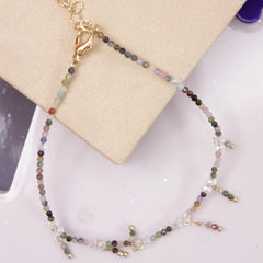 Natural Stone Amethyst Tourmaline Lucky Anklet Beaded Anklet For Kids