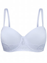 Contrast Lace Molded Cup Bralette With Removable Straps