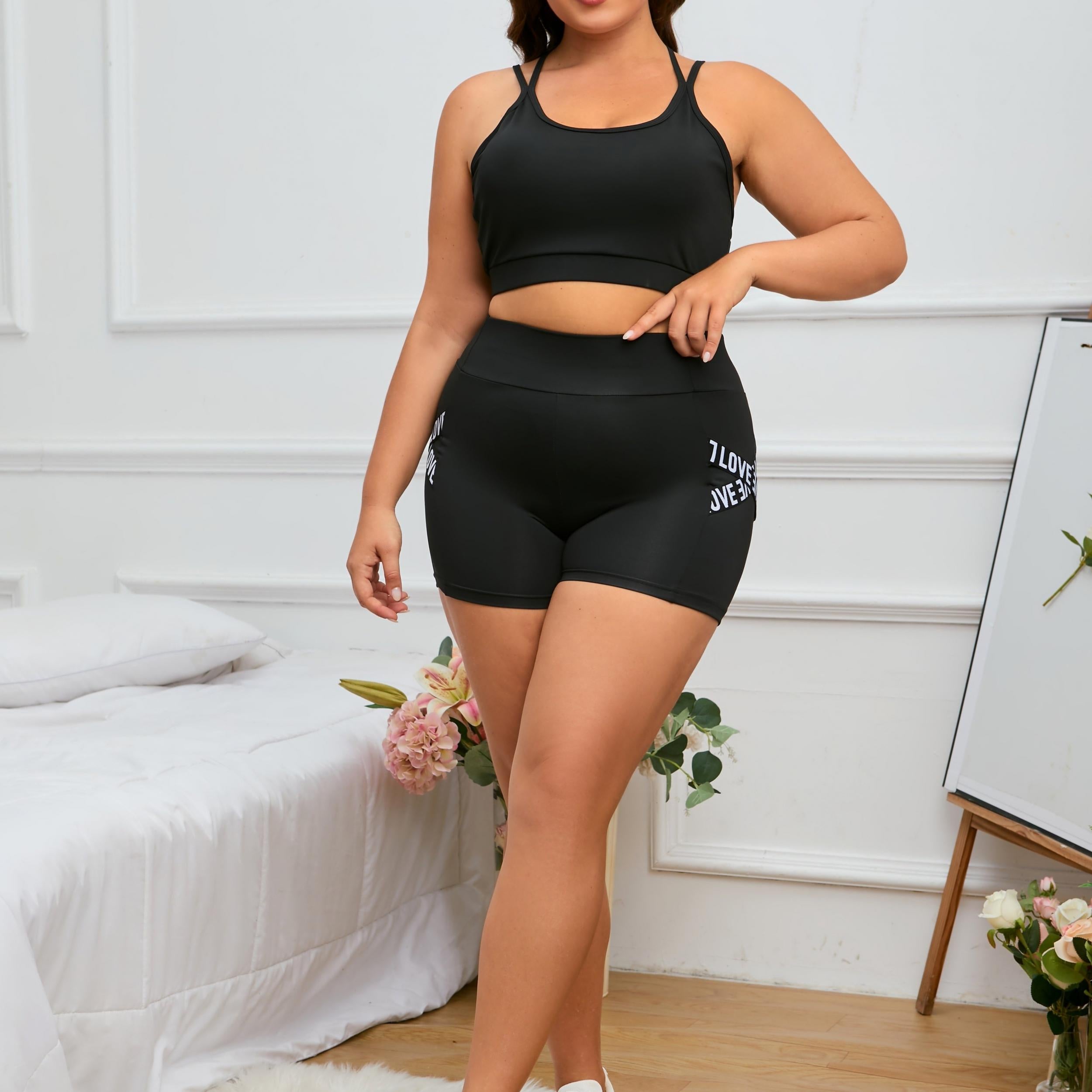Sports Shorts Cross Letter High Waist Yoga Shorts