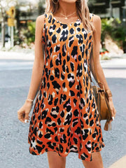Casual Tank Dress Crew Neck Sleeveless Dress Women's Clothing