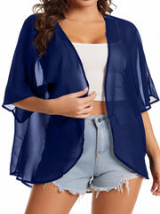 Casual Cover Up Women's Plus Short Sleeve Cardigan