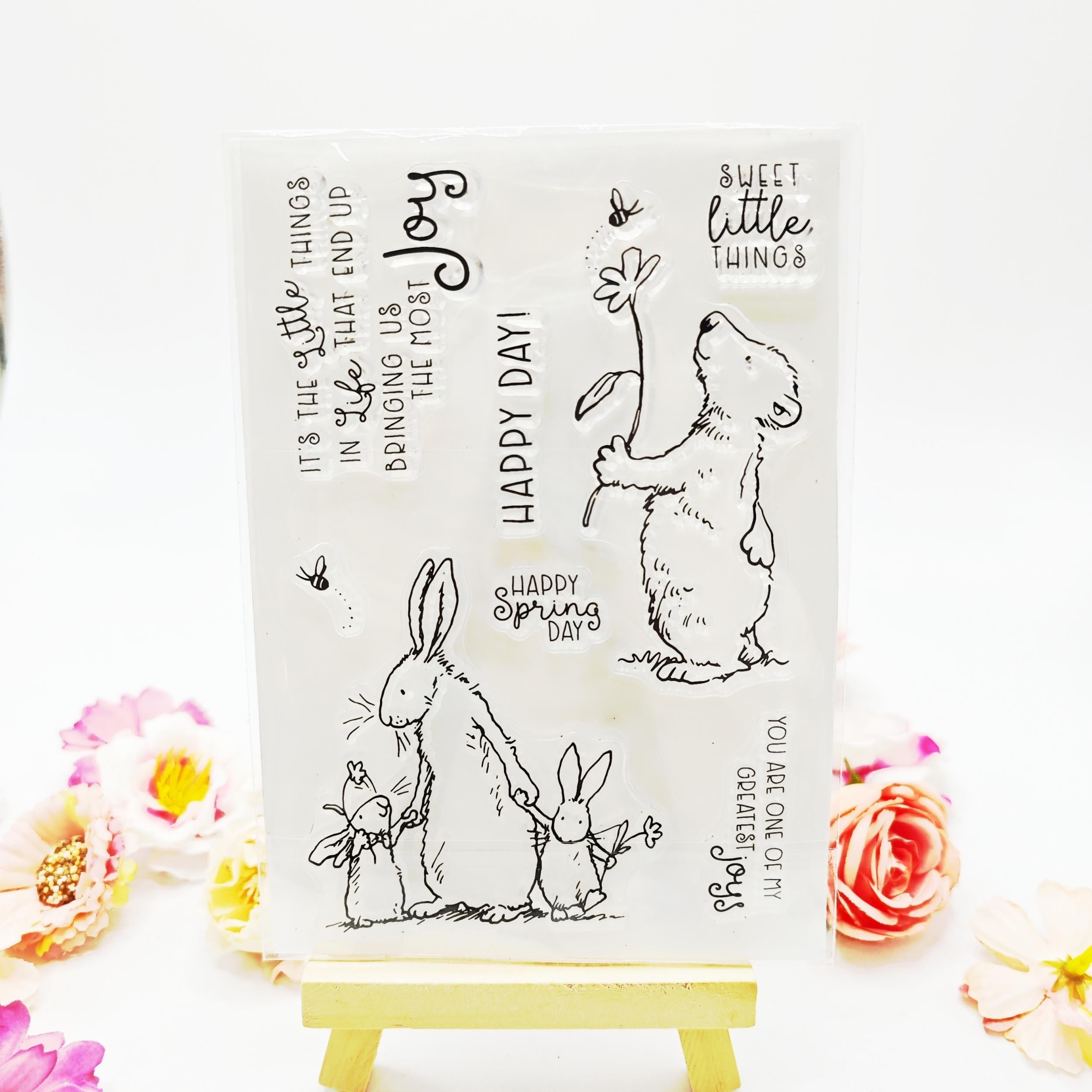 Rabbit Seal Stamp Silicone Transparent DIY Birthday Gift Holiday Card Making