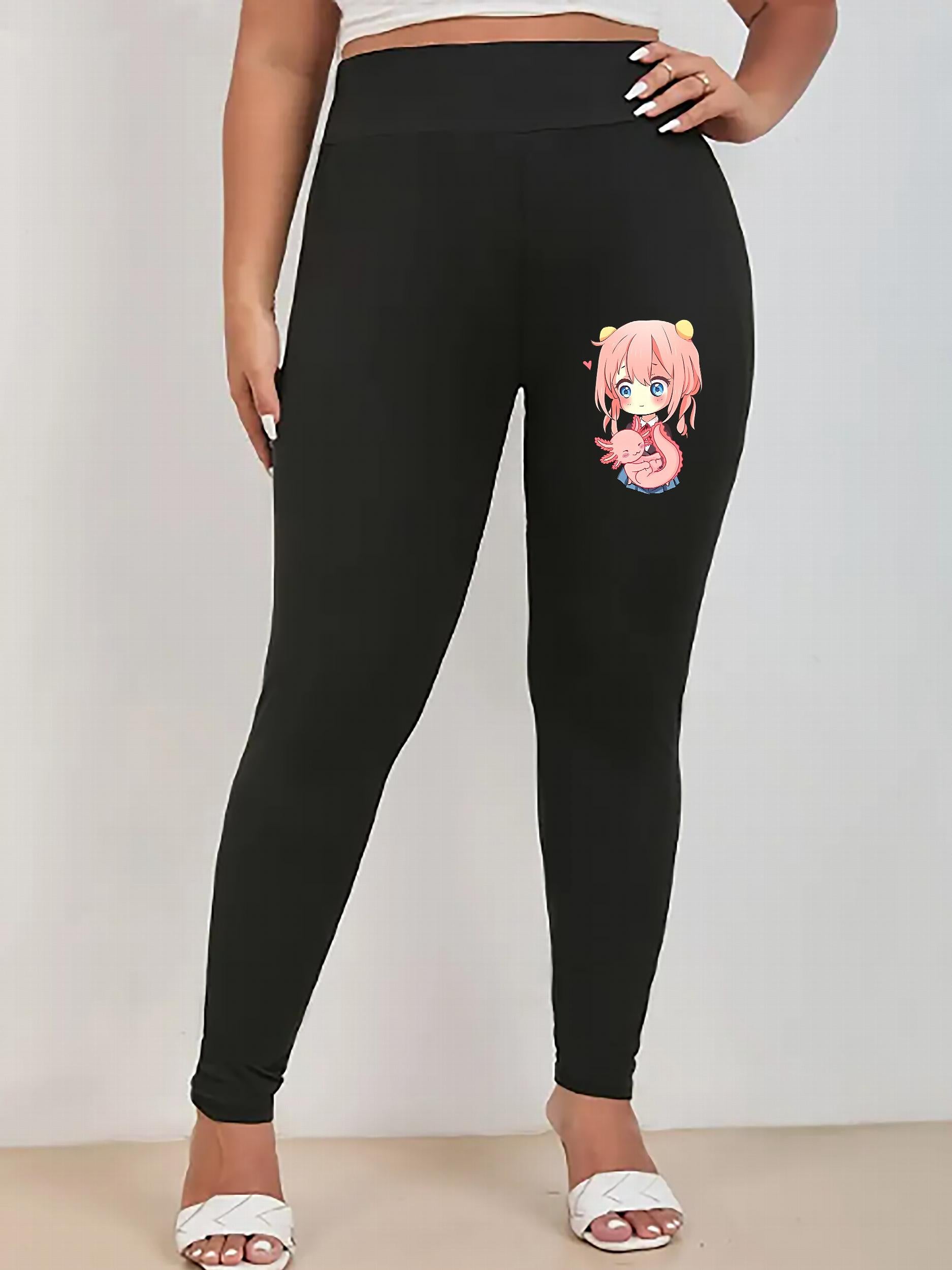 Cartoon Anime Print High Rise Leggings