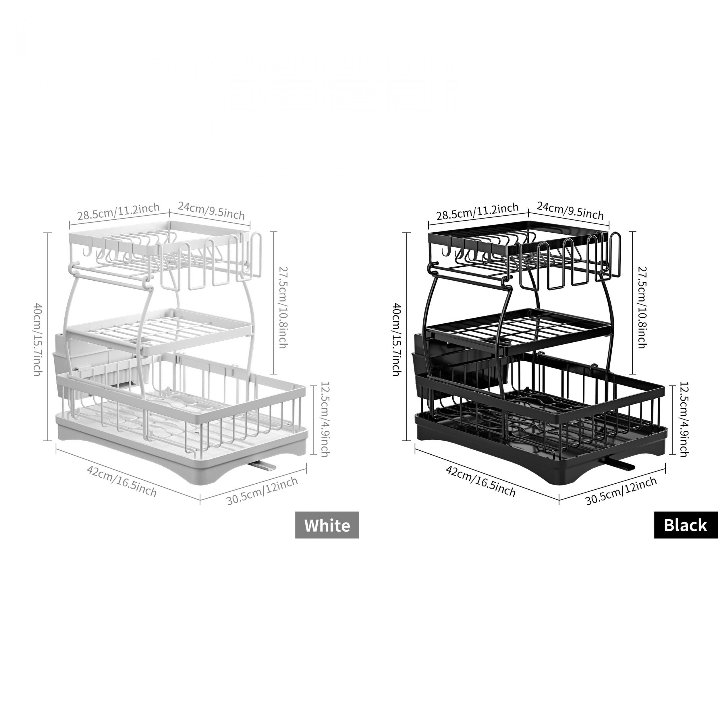 3 Tier Large Dish Drying Rack Organizer with Utensil Holder