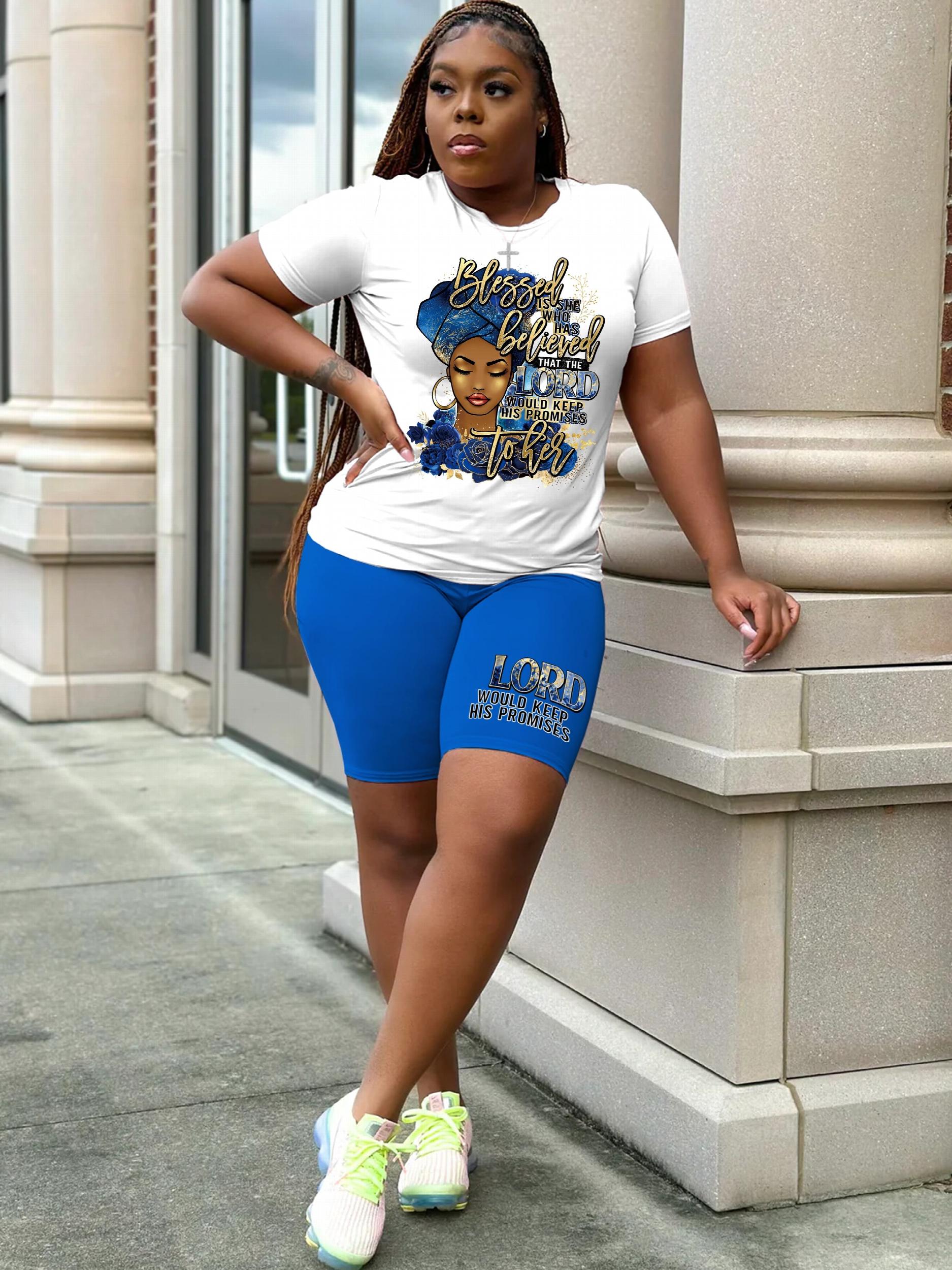 Cartoon Figure Print Top & Shorts Set