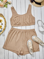 Waffle Sight Crop Tank Top & Drawstring Shorts Set
