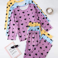Women's Plus Heart & Polka Dot Pajamas Set Long Sleeve Tee & Pants