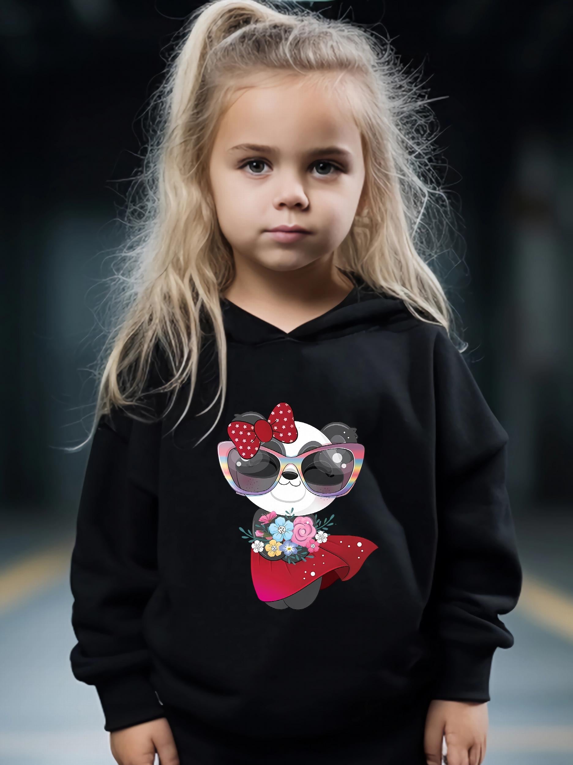 Happy Bowknot Panda Print Hoodie & Pants Set for Girls