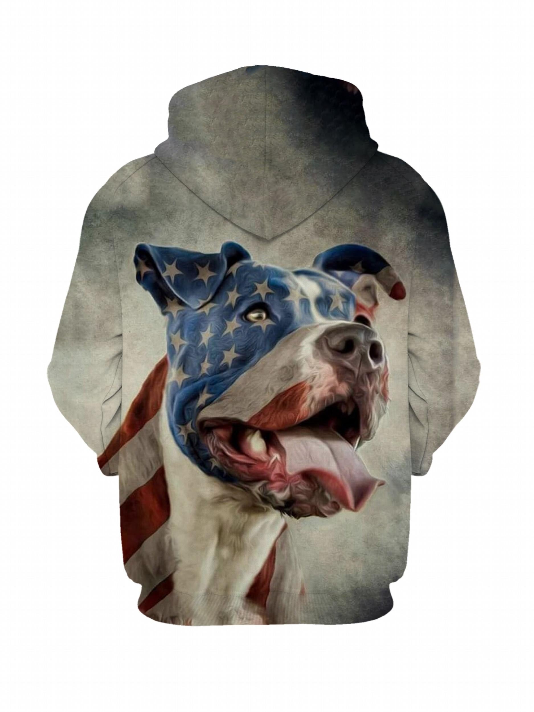 Men's Loose Dog Pattern Hoodie With Pockets Casual Long Sleeve Hooded Sweatshirt