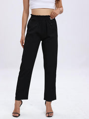 Paper Bag Waist Tapered Pants for Women