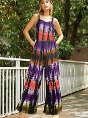 Tie Dye Wide Leg Cami Jumpsuit Casual Sleeveless Jumpsuit