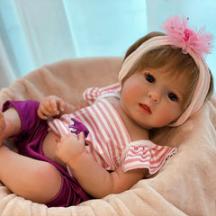 46cm Reborn Doll Open Eyes 2 Outfits Waterproof Rooted Hair Perfect Gift