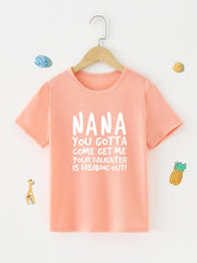 Boy's Funny Letter Print Short Sleeve T-shirt for Summer