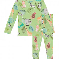 Animal Pattern Kid's Pajamas 2pcs Set Long Sleeve Top & Pants Girl's Loungewear
