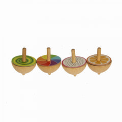 4pcs Wooden Spinning Top Gyroscope Fruit Spin Top Educational Toy