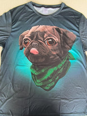 Men's 3D Pug Print T shirt Casual Comfy Mid Stretch Crew Neck Tee