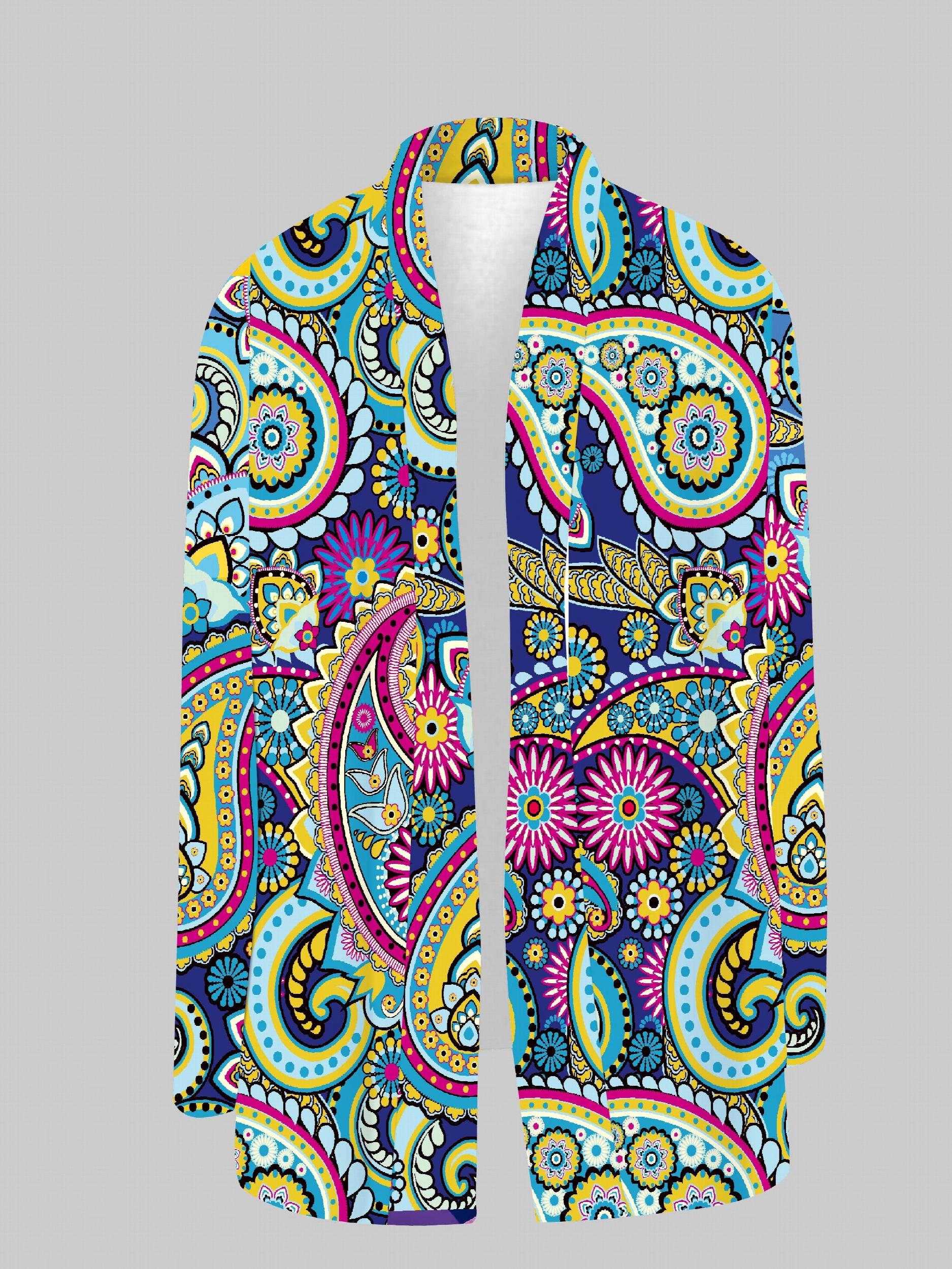 Graphic Print Open Front Cardigan Long Sleeve Casual Cardigan