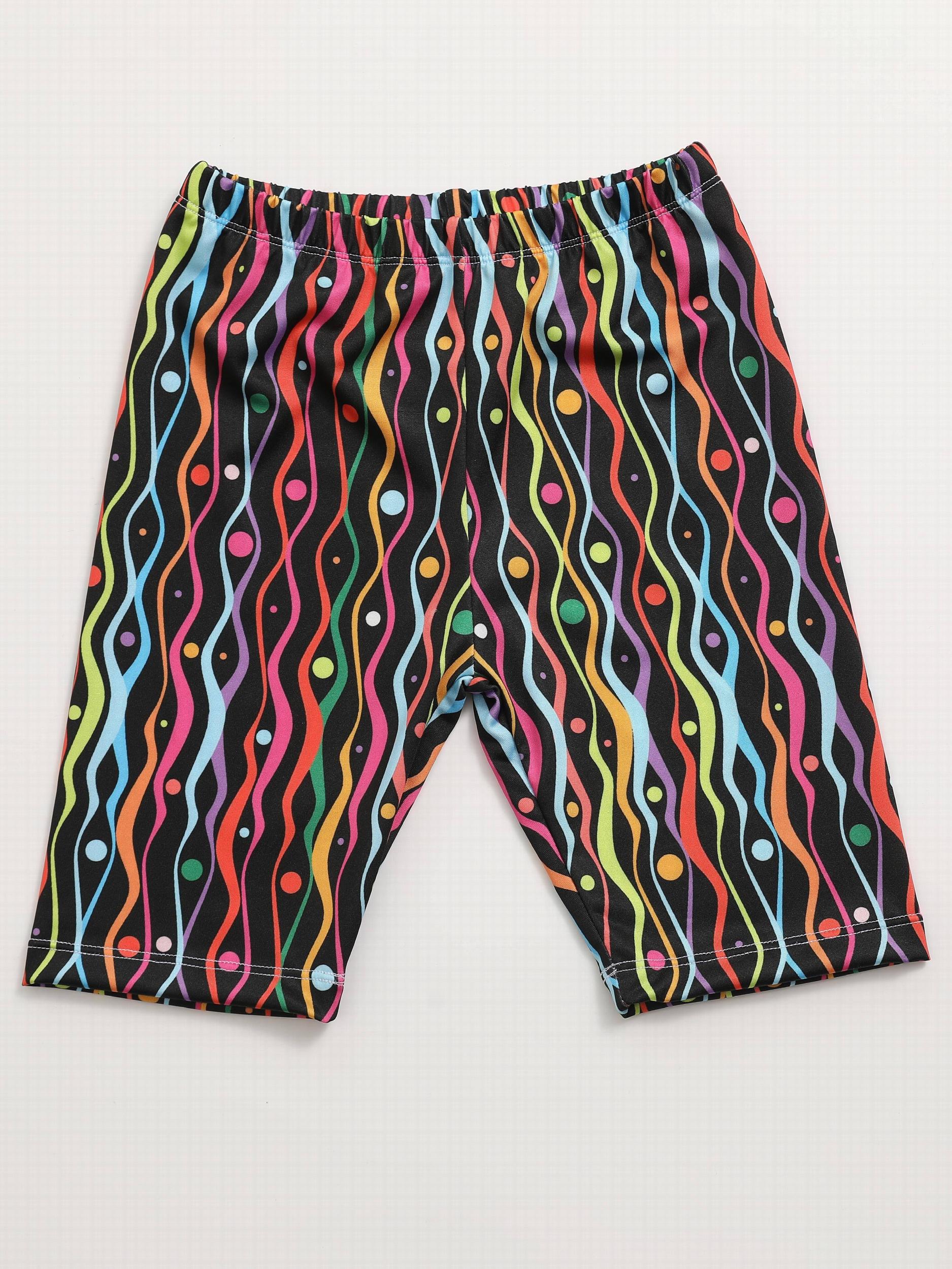 Toddler Girls Wavy Pattern Dance Shorts Breathable Stretchy Safety