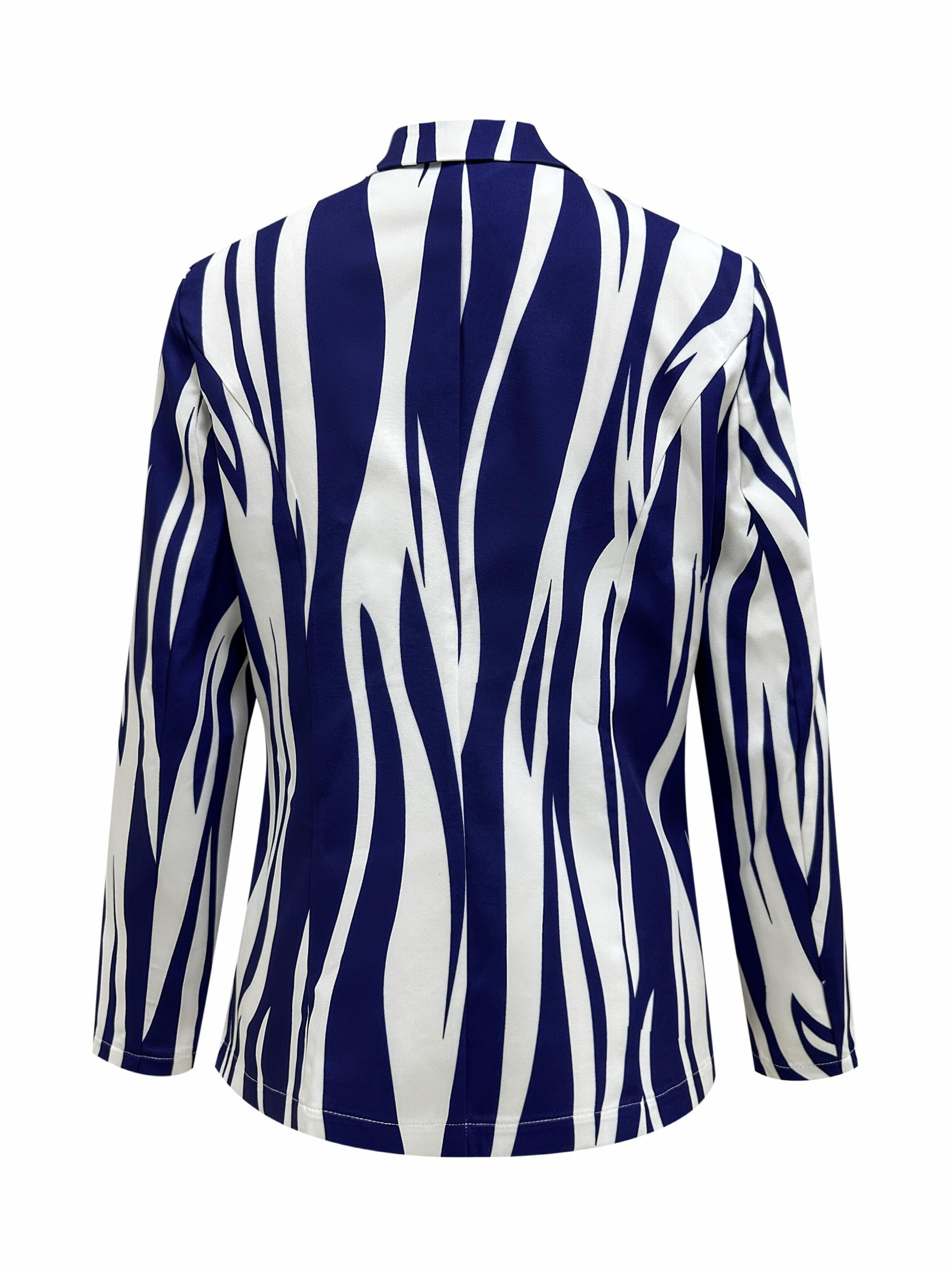 Chain Print Lapel Blazer Casual Long Sleeve Work Office Outerwear