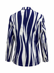 Chain Print Lapel Blazer Casual Long Sleeve Work Office Outerwear