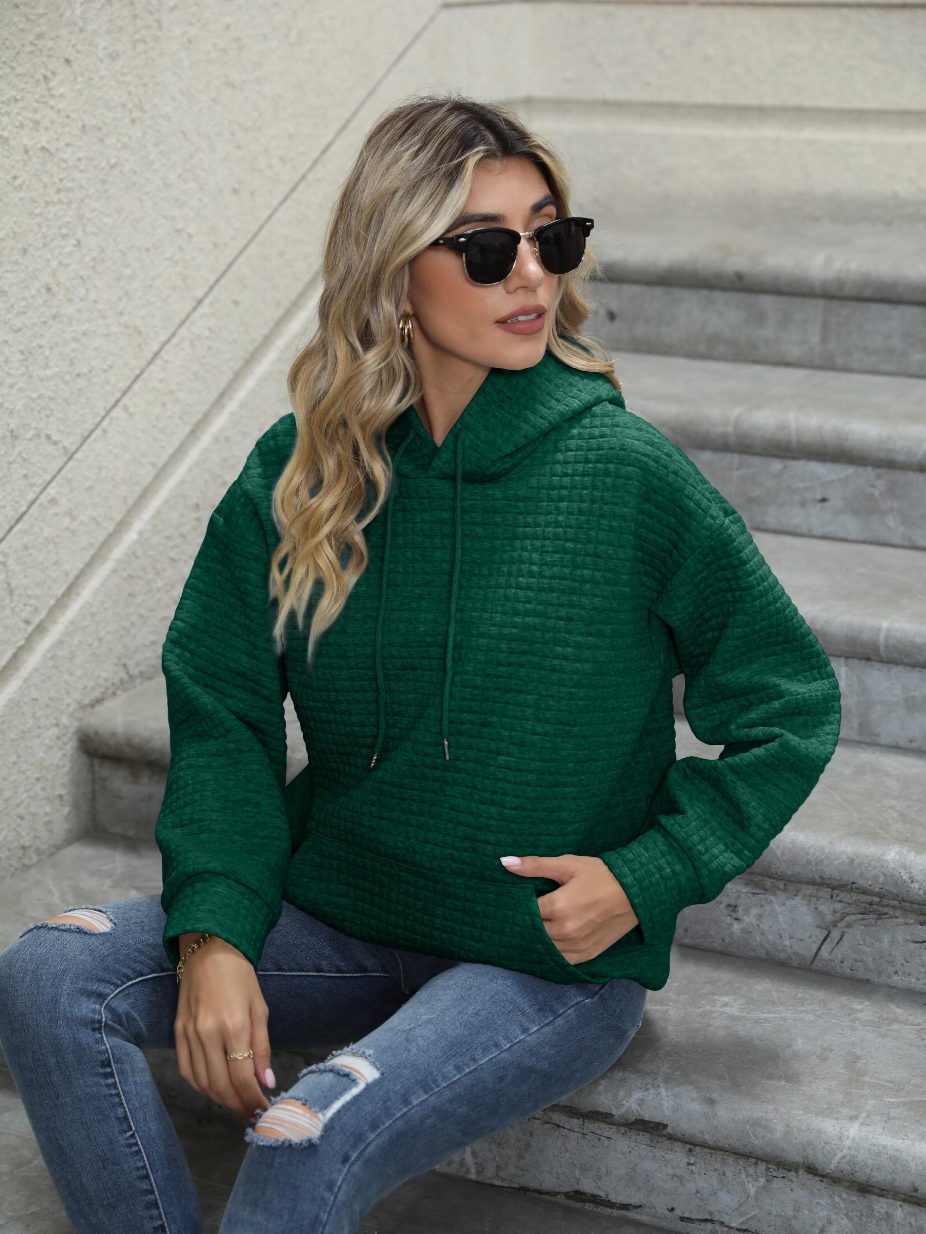 Textured Kangaroo Pocket Hoodie Long Sleeve Hoodies Sweatshirt
