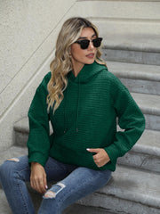 Textured Kangaroo Pocket Hoodie Long Sleeve Hoodies Sweatshirt