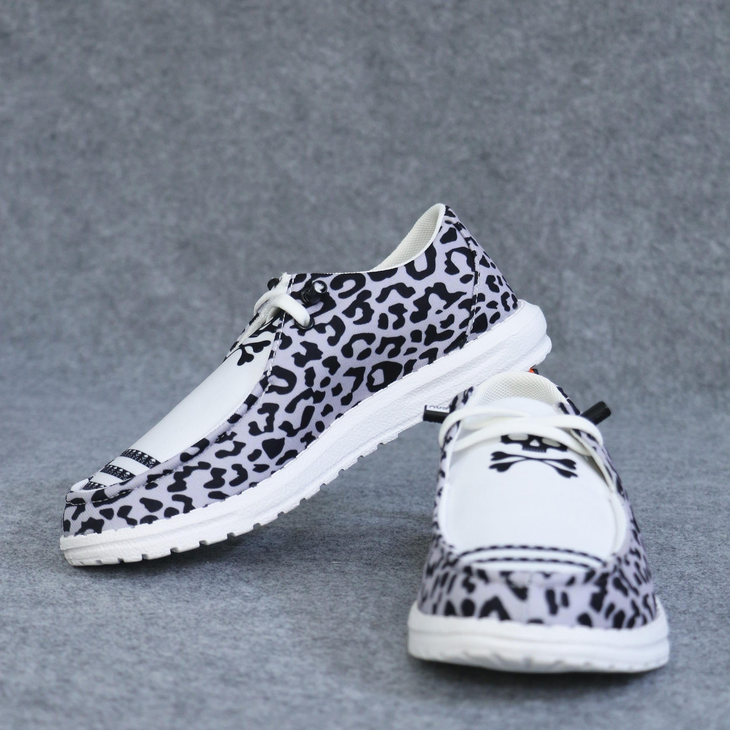Leopard Print Walking Shoes Lightweight Sport Flat Shoes