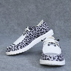 Leopard Print Walking Shoes Lightweight Sport Flat Shoes