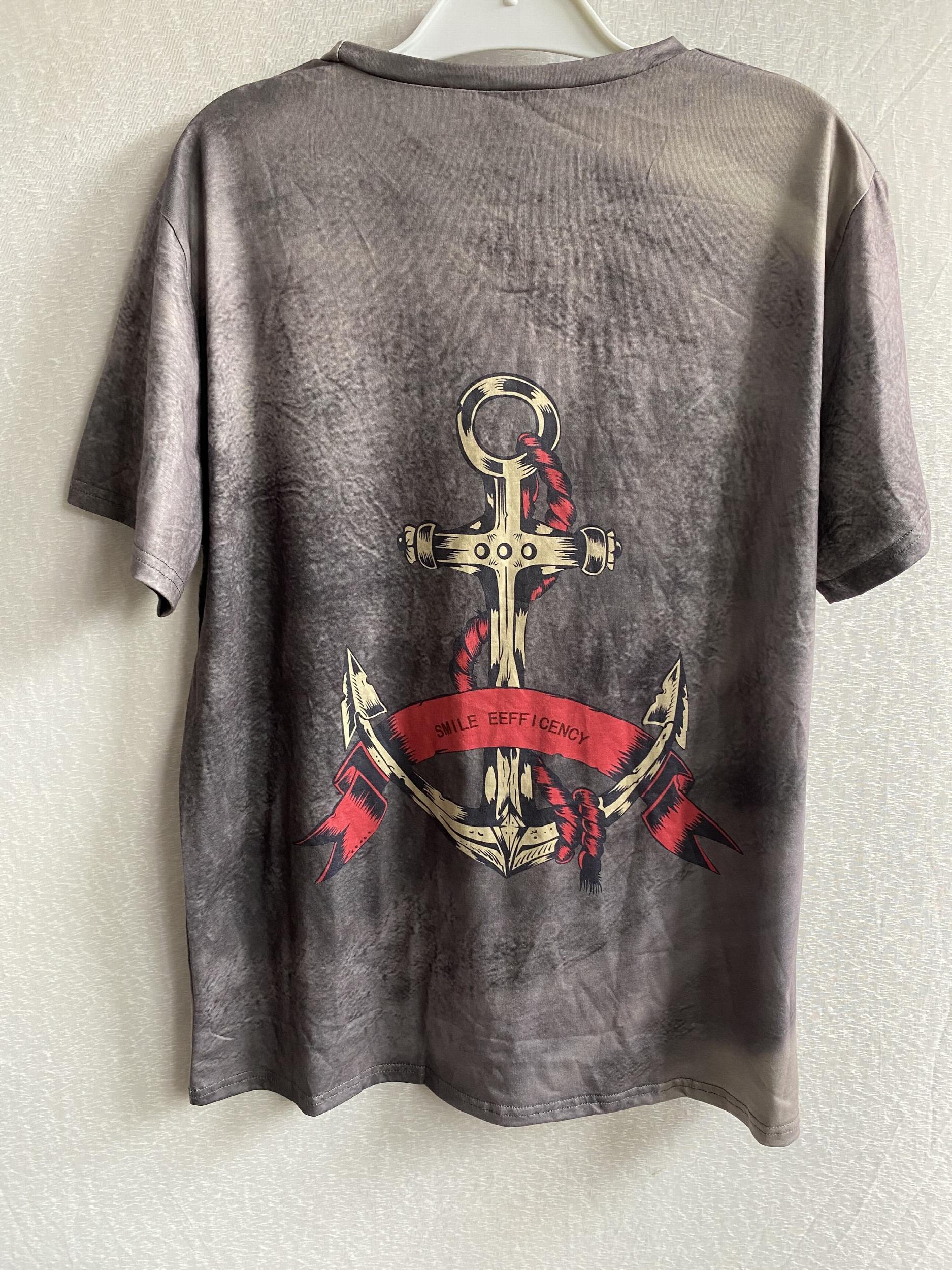Anchor Pattern Print Men's Short Sleeve T-shirt Graphic Tee