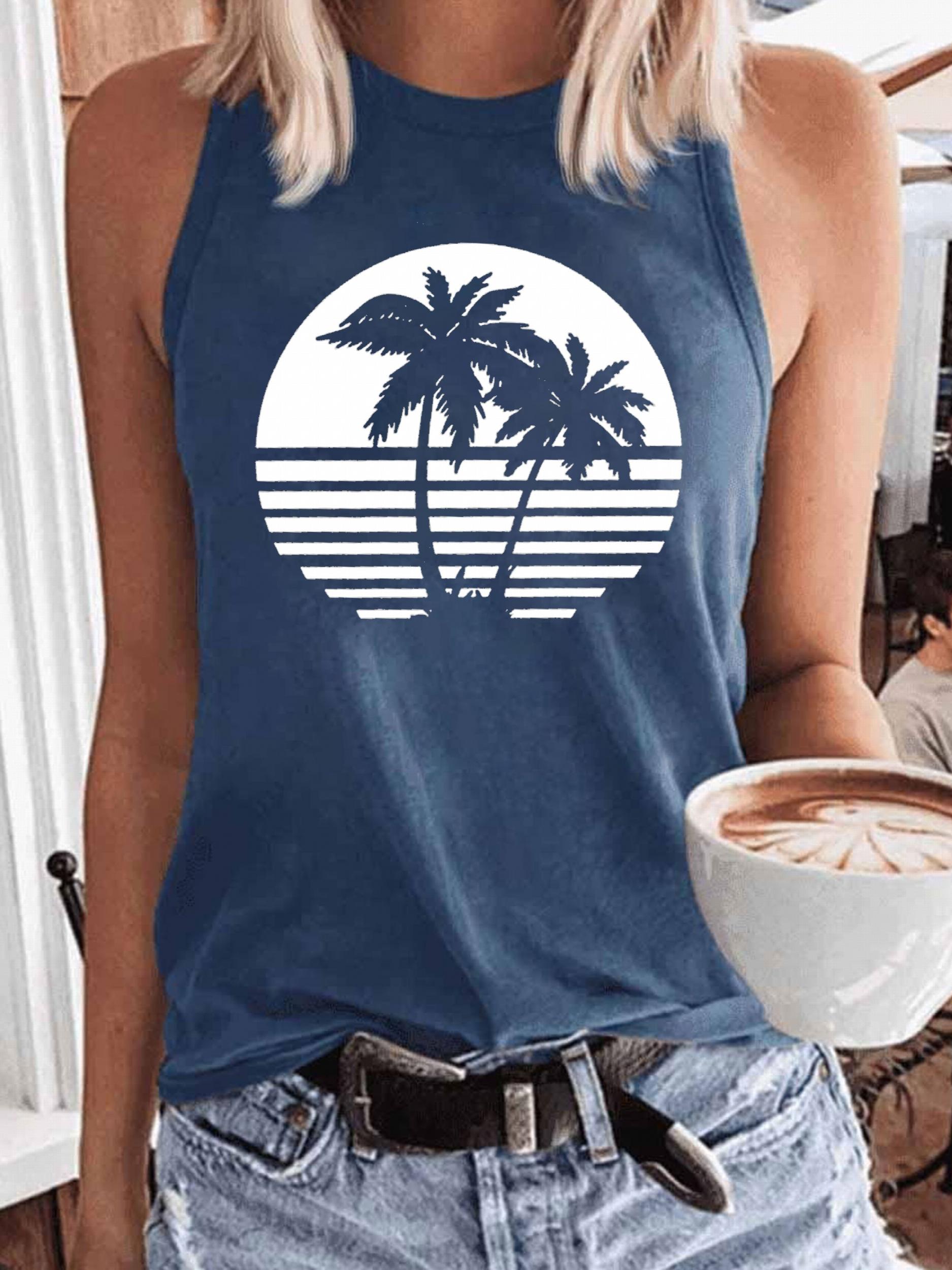 Graphic Print Sleeveless Tank Top Women's Clothing