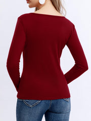 Sexy Button Front Bodysuit with Notched Neck