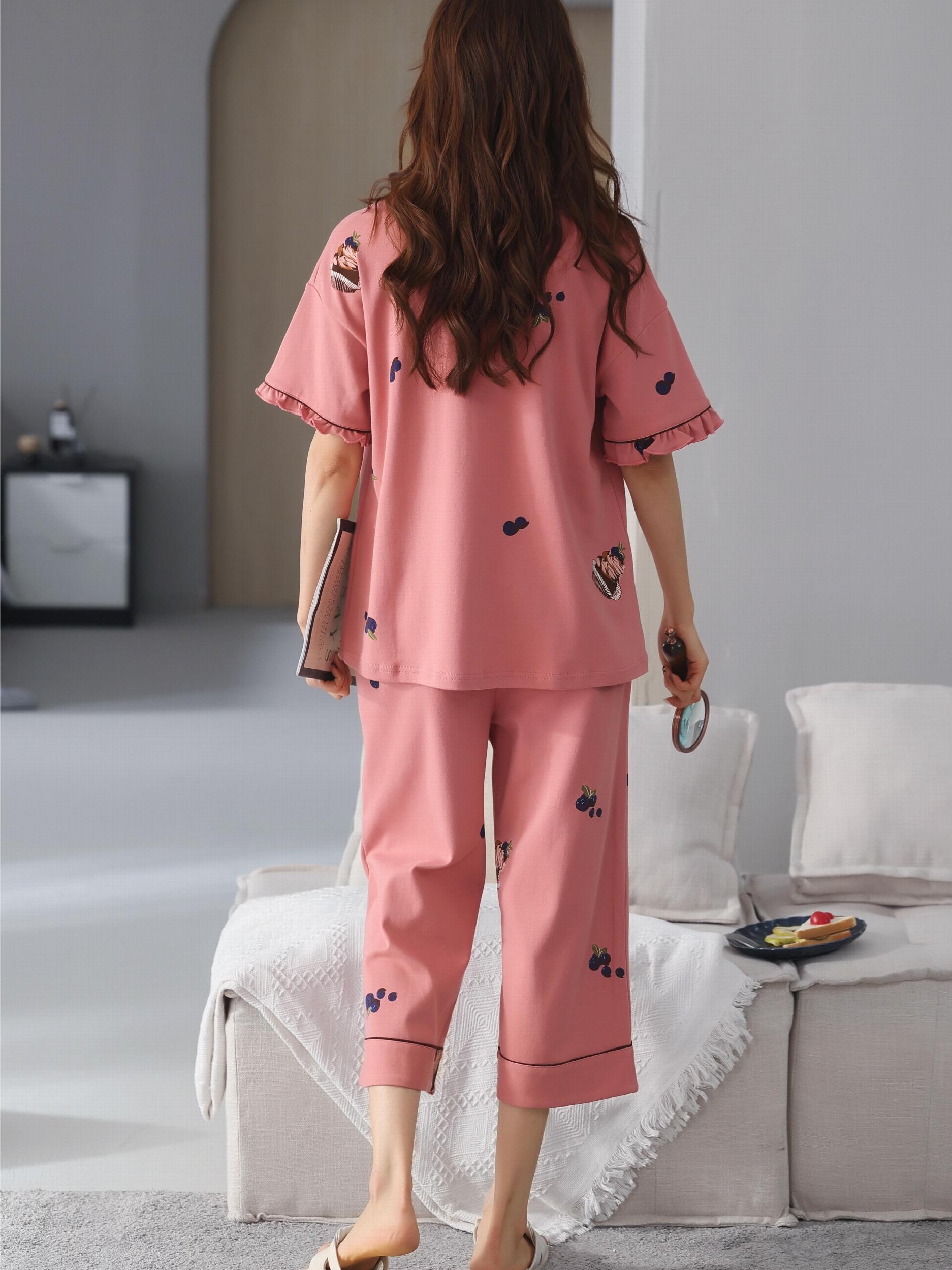Fruitcake PJ Set Short Sleeve Crew Neck Top & Cropped Pants