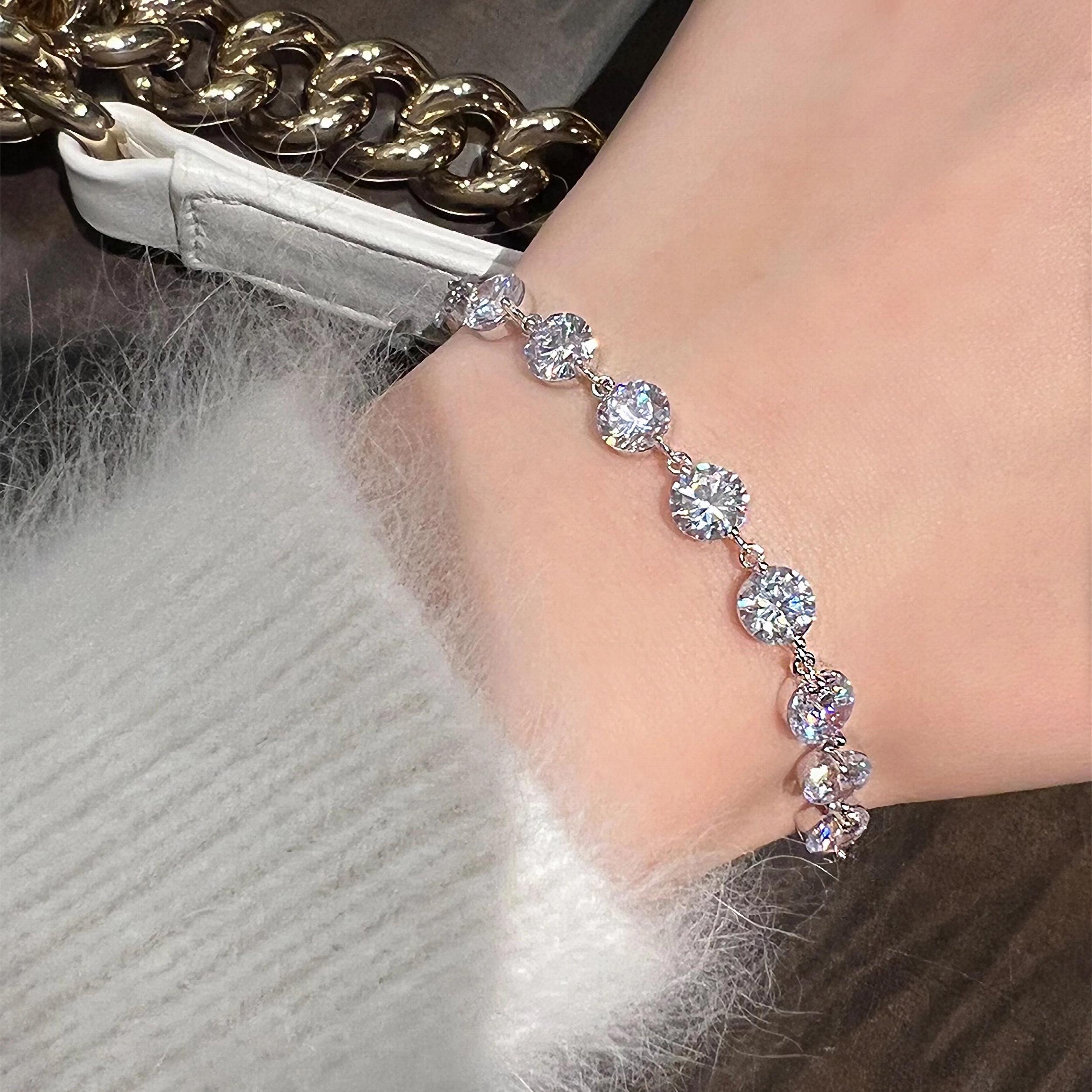 Sparkling Zircon Bracelet Silver Plated Ornament