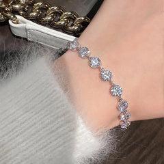 Sparkling Zircon Bracelet Silver Plated Ornament