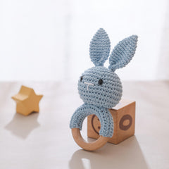 Crochet Rabbit Rattle Toy with Bells Baby Teething Toy Soft Newborn Gift