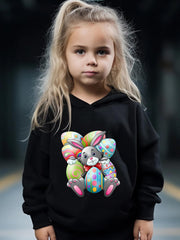 Girls 2pcs Rabbit and Eggs Hooded Sweatshirt Set