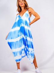 Casual Harem Jumpsuit Women's Plus Tie Dye V Neck Backless