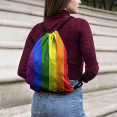 Rainbow Stripe Drawstring Backpack Waterproof Gym Bag