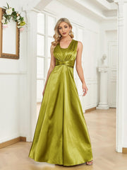Cross Tied Bridesmaid Dress Cinched Waist Tank Dress For Wedding
