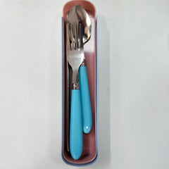 3pcs Stainless Steel Tableware Spork Chopsticks Set with Storage Box