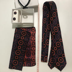 Men's Round Dot Tie Set with Pocket Square Cufflinks