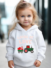 2pcs Heart Truck & LOADS OF LOVE Graphic Hoodies Pants Set