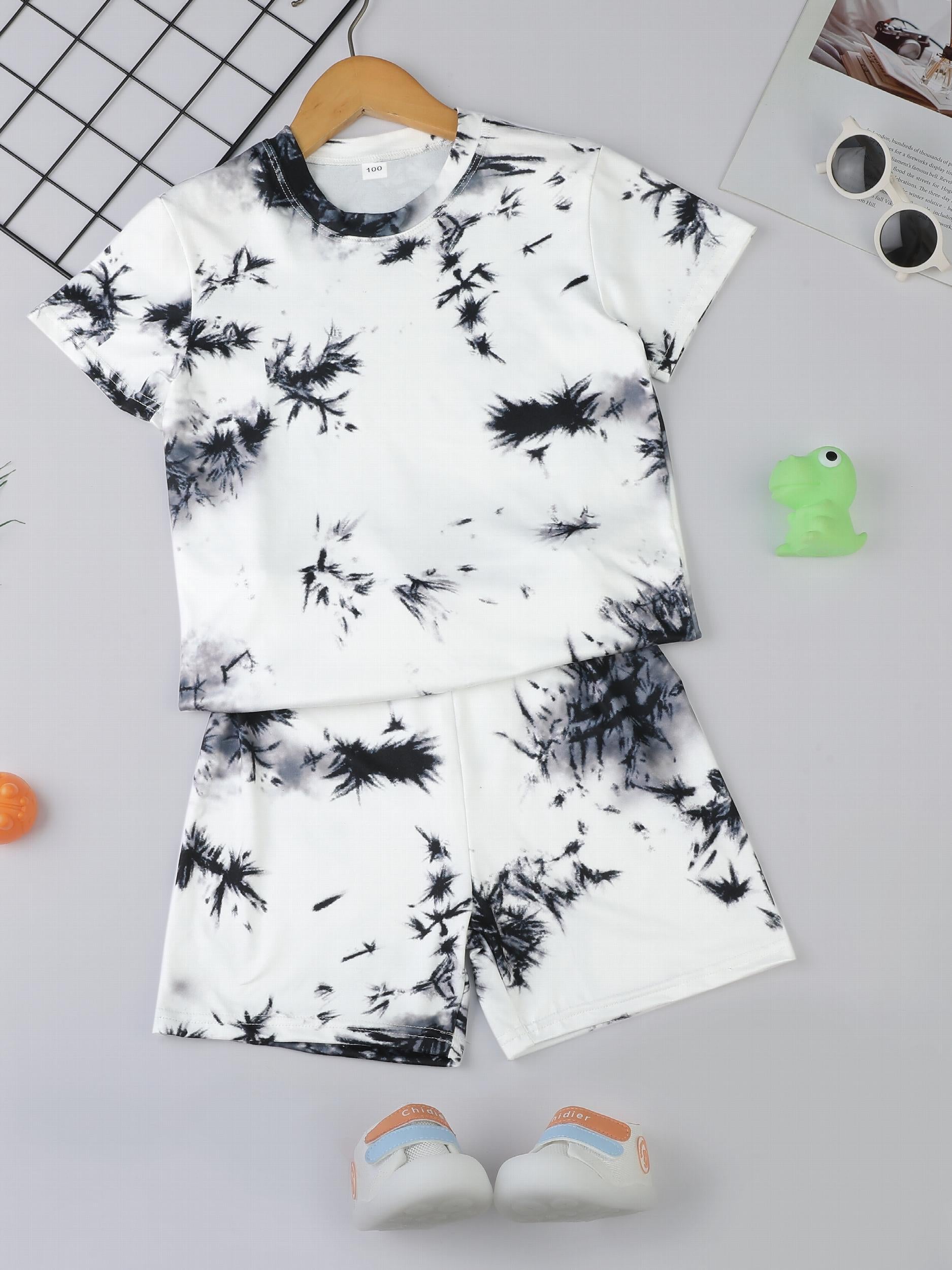 Boys 2pcs Marble Tie dye T shirt & Shorts Set