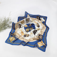 Bag Print Square Scarf Satin Neckerchief Bandana Silk Head Wraps