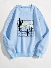 Graphic Print Crew Neck Sweatshirt for Women