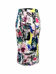Graffiti Print High Waist Bodycon Skirt for Women