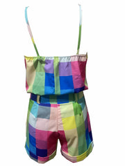 Plaid Print Halter Neck Top & Shorts Casual Two piece Set