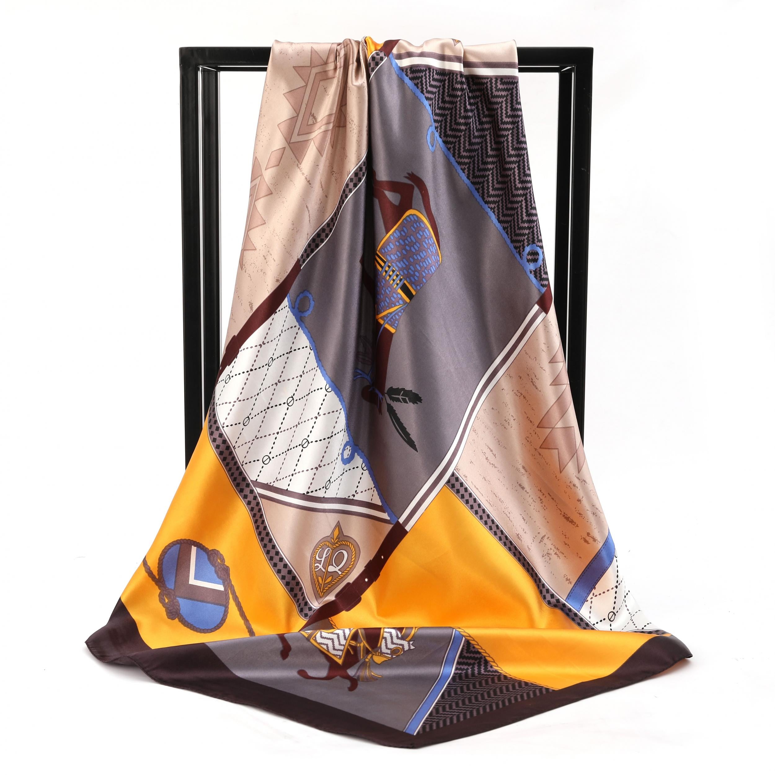 Geometric Horse Pattern Square Scarf for Women